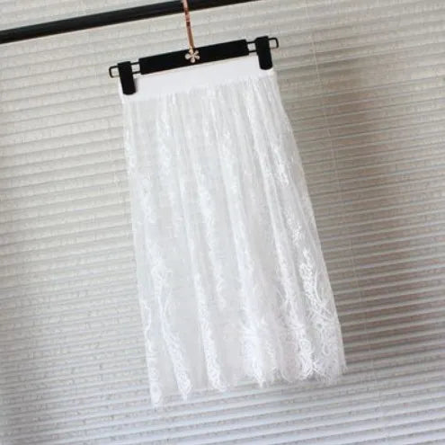 Hot Sexy Women Lace Skirt Ladies See Through Transparent Night Club Wear Party Short Mini Skirts  Black  White