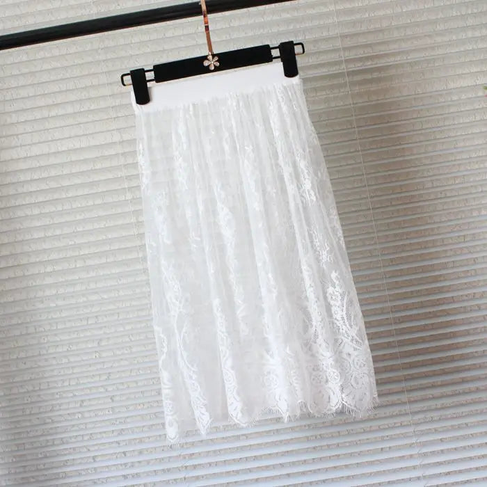 Hot Sexy Women Lace Skirt Ladies See Through Transparent Night Club Wear Party Short Mini Skirts  Black  White