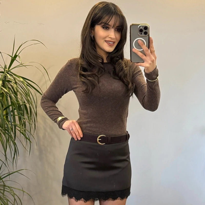 HXAO Satin Lace Skirt Shorts Women's Skirt Sexy Mini High-Waist Culottes Elegant Pencil Skirt Pant Ladies Fashion Party Culottes