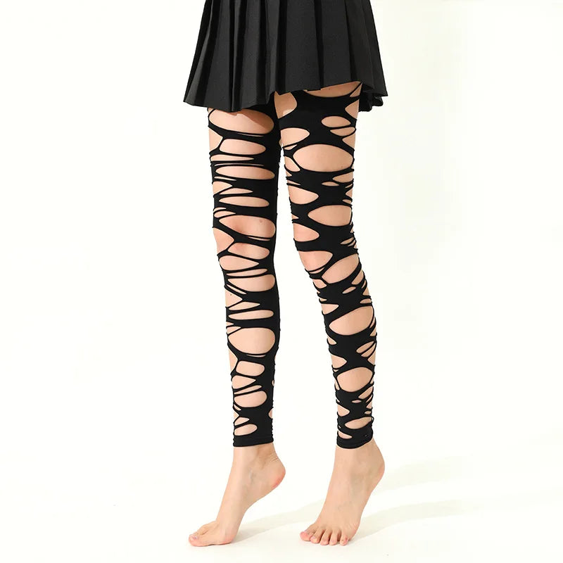 Fashion Ripped Fishnet Tights for Women - Edgy Punk Stockings, Y2K Goth Aesthetic,  Sexy Anti-Slip Stretchy Pantyhose