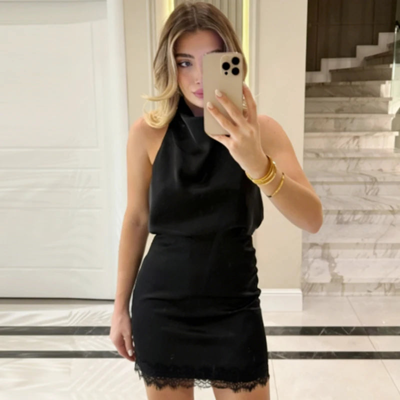 HXAO Satin Lace Skirt Shorts Women's Skirt Sexy Mini High-Waist Culottes Elegant Pencil Skirt Pant Ladies Fashion Party Culottes