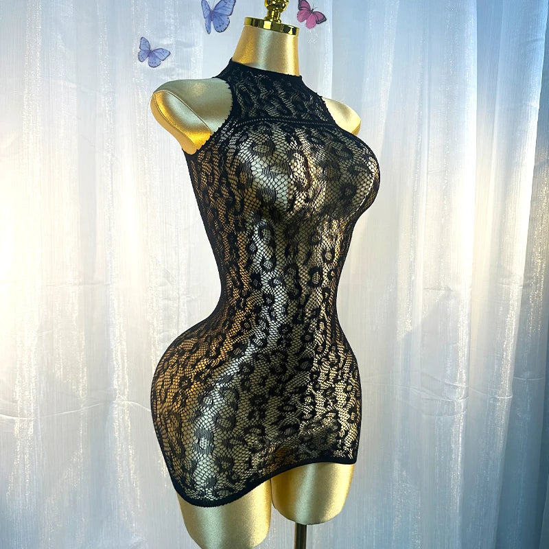 Hollow Out Fishnet Cover-Up Dress