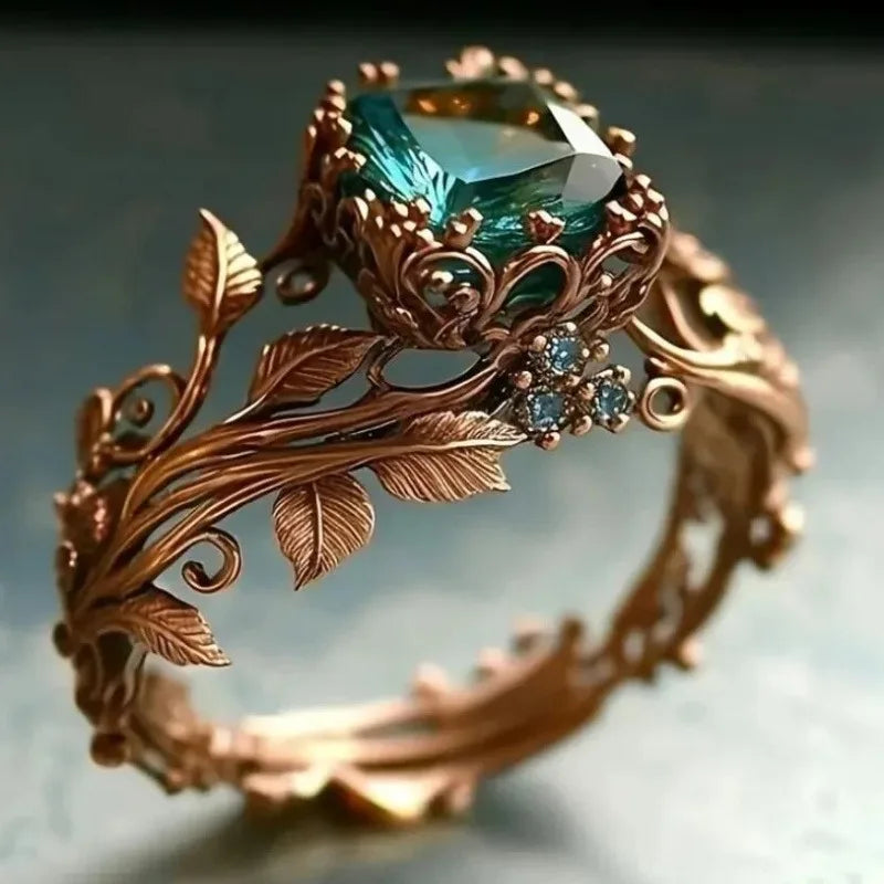 Vintage Green Zircon Totem Ring