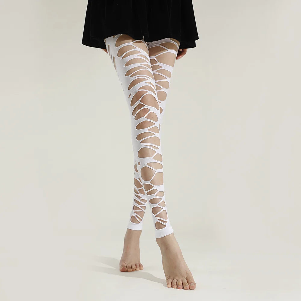 Fashion Ripped Fishnet Tights for Women - Edgy Punk Stockings, Y2K Goth Aesthetic,  Sexy Anti-Slip Stretchy Pantyhose