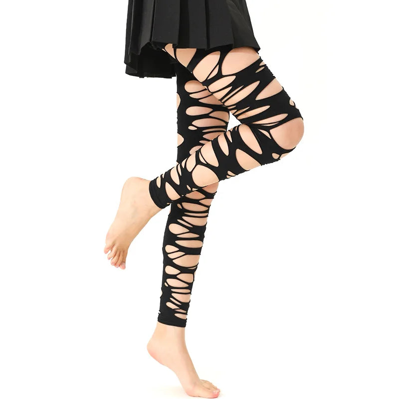 Fashion Ripped Fishnet Tights for Women - Edgy Punk Stockings, Y2K Goth Aesthetic,  Sexy Anti-Slip Stretchy Pantyhose