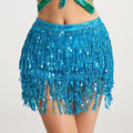 Sexy Latin Dance Tassel Sequins Waist Chain Mini Skirt Dress Carnival Party Stage Dance Performance Hula Belly Dance Hip Scarf
