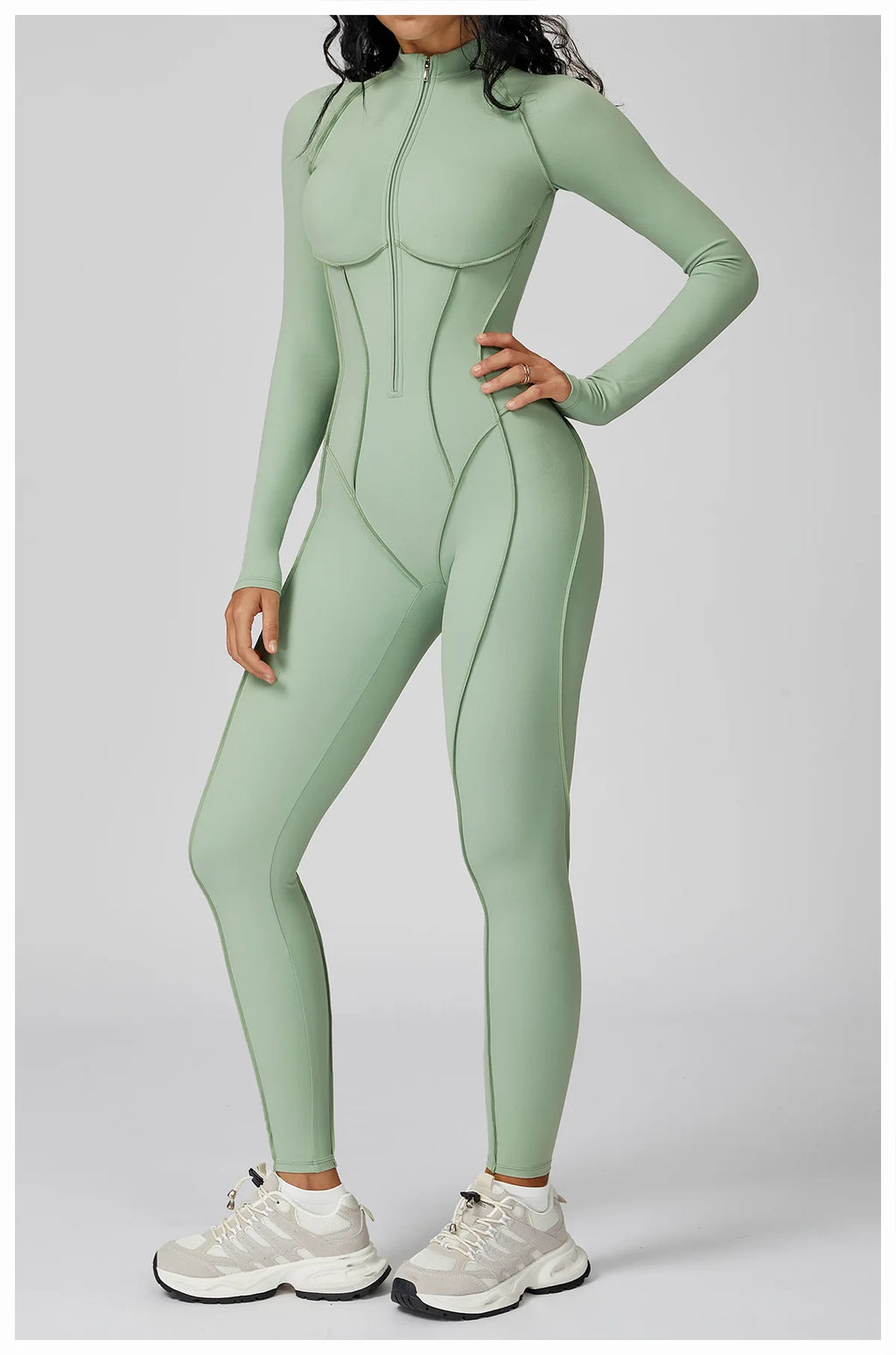 Yoga Bodysuit Long Sleeved Women's Tracksuits Gym Zipper Jumpsuits Sports Workout High-intensity Fitness One-piece Tights Suit