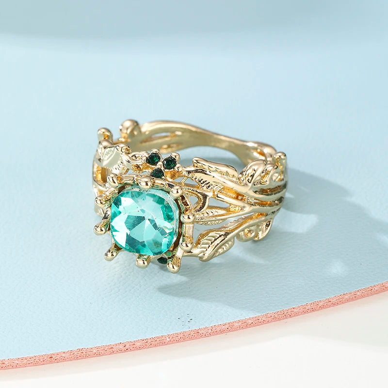 Vintage Green Zircon Totem Ring