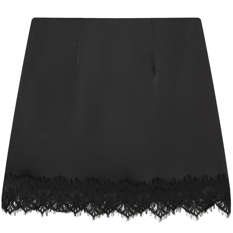 HXAO Satin Lace Skirt Shorts Women's Skirt Sexy Mini High-Waist Culottes Elegant Pencil Skirt Pant Ladies Fashion Party Culottes